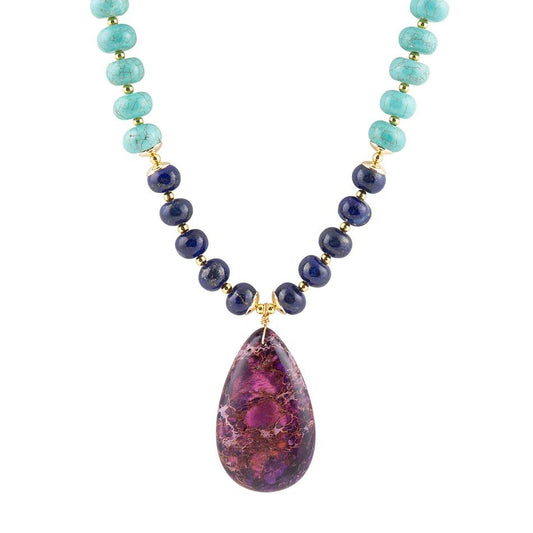 Barse Zion Multi-Color Purple Pendant Necklace