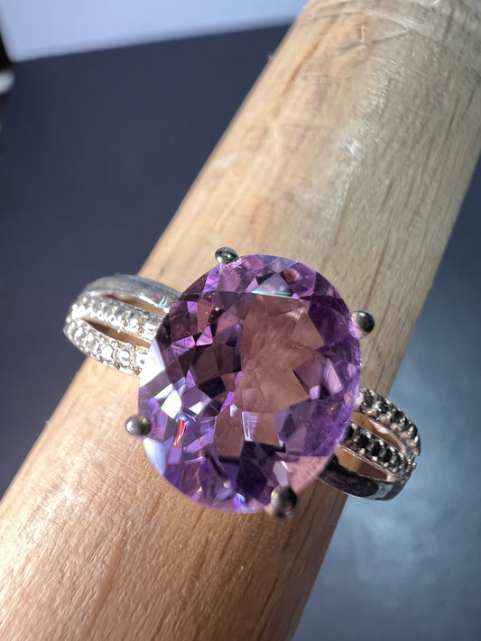 Amethyst sterling silver solitaire ring size 9