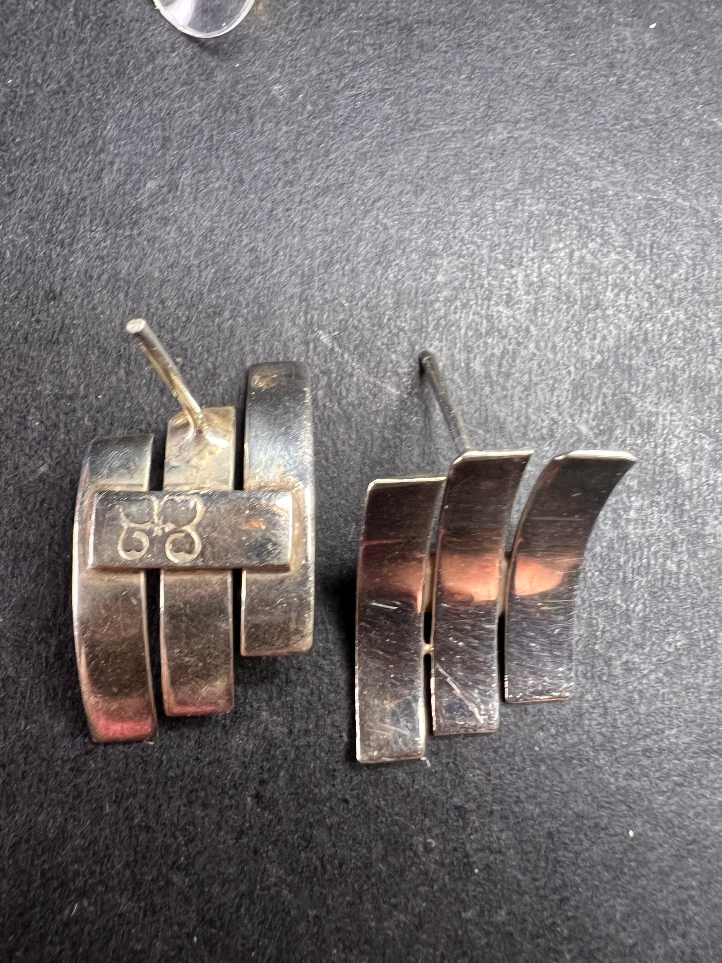 Vintage Los Ballesteros modernist sterling silver earrings Taxco