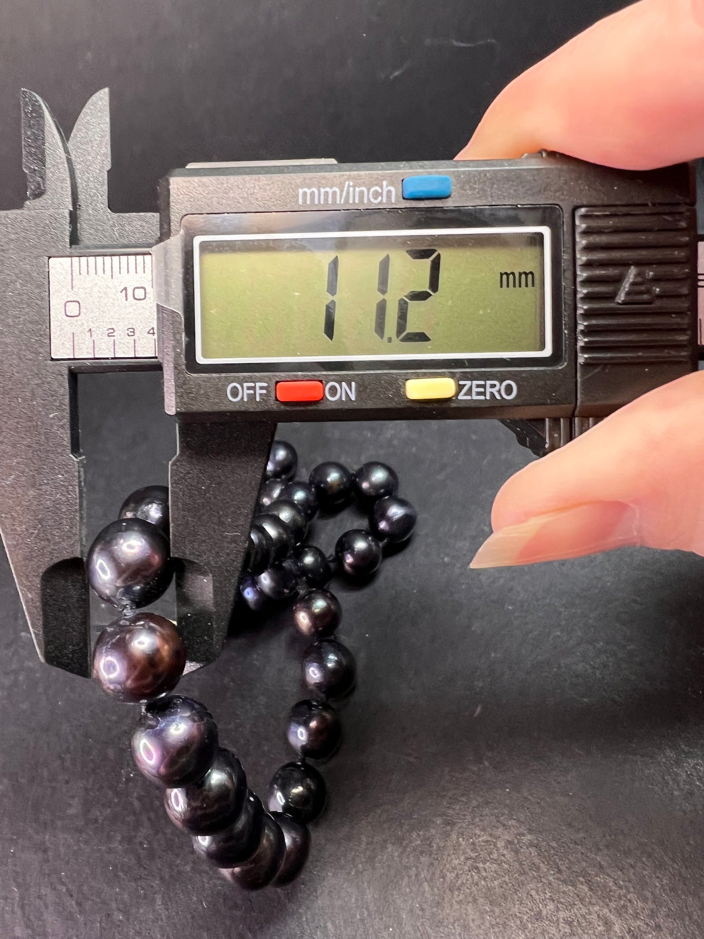 New Black Cultured Freshwater Pearl Necklace 11mm, 18–20”, 925 Silver