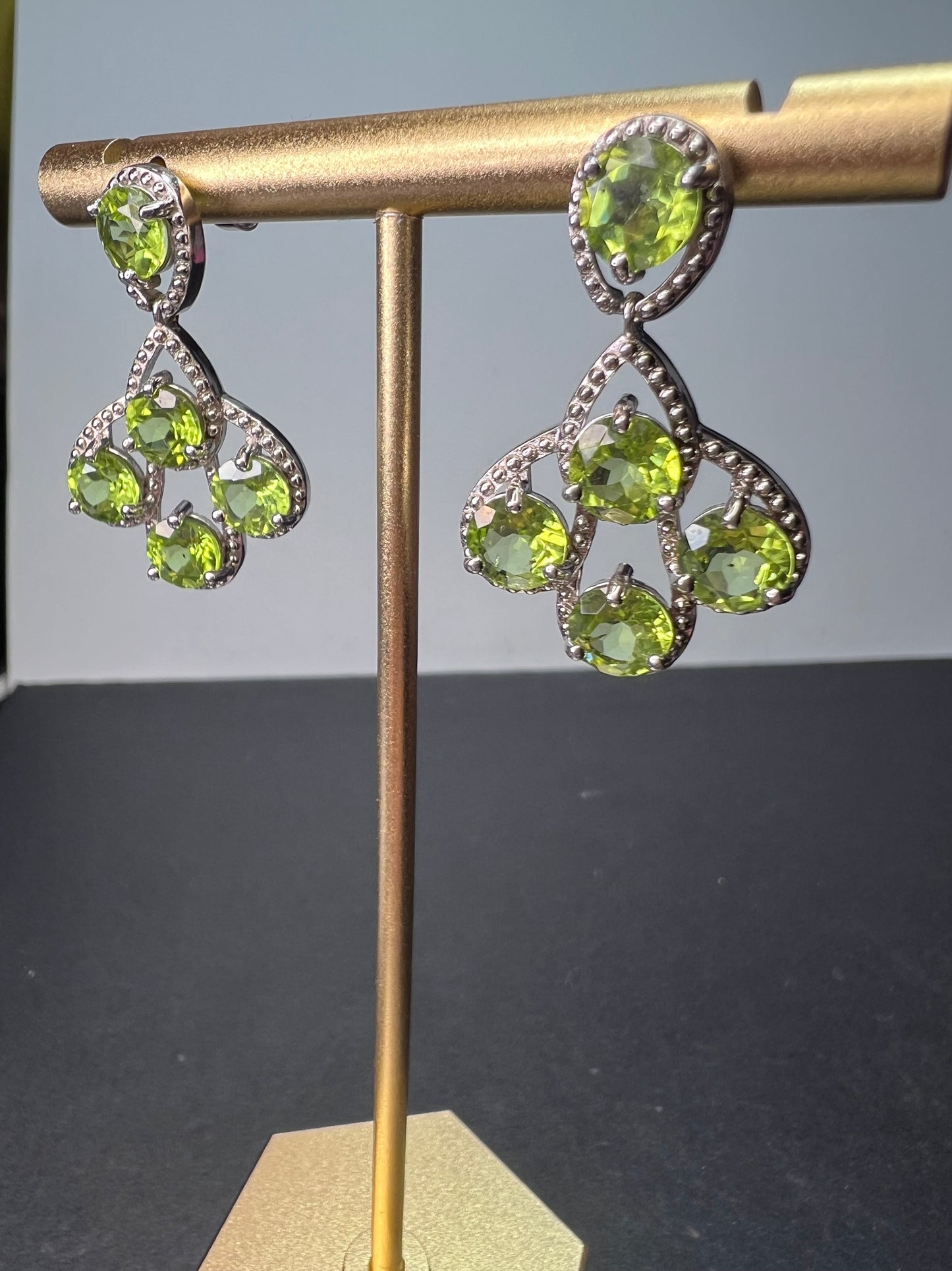 Peridot sterling silver chandelier earrings