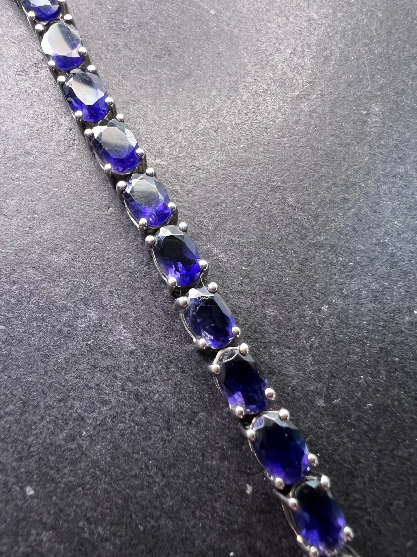 Iolite tennis bracelet in sterling silver 8 inch