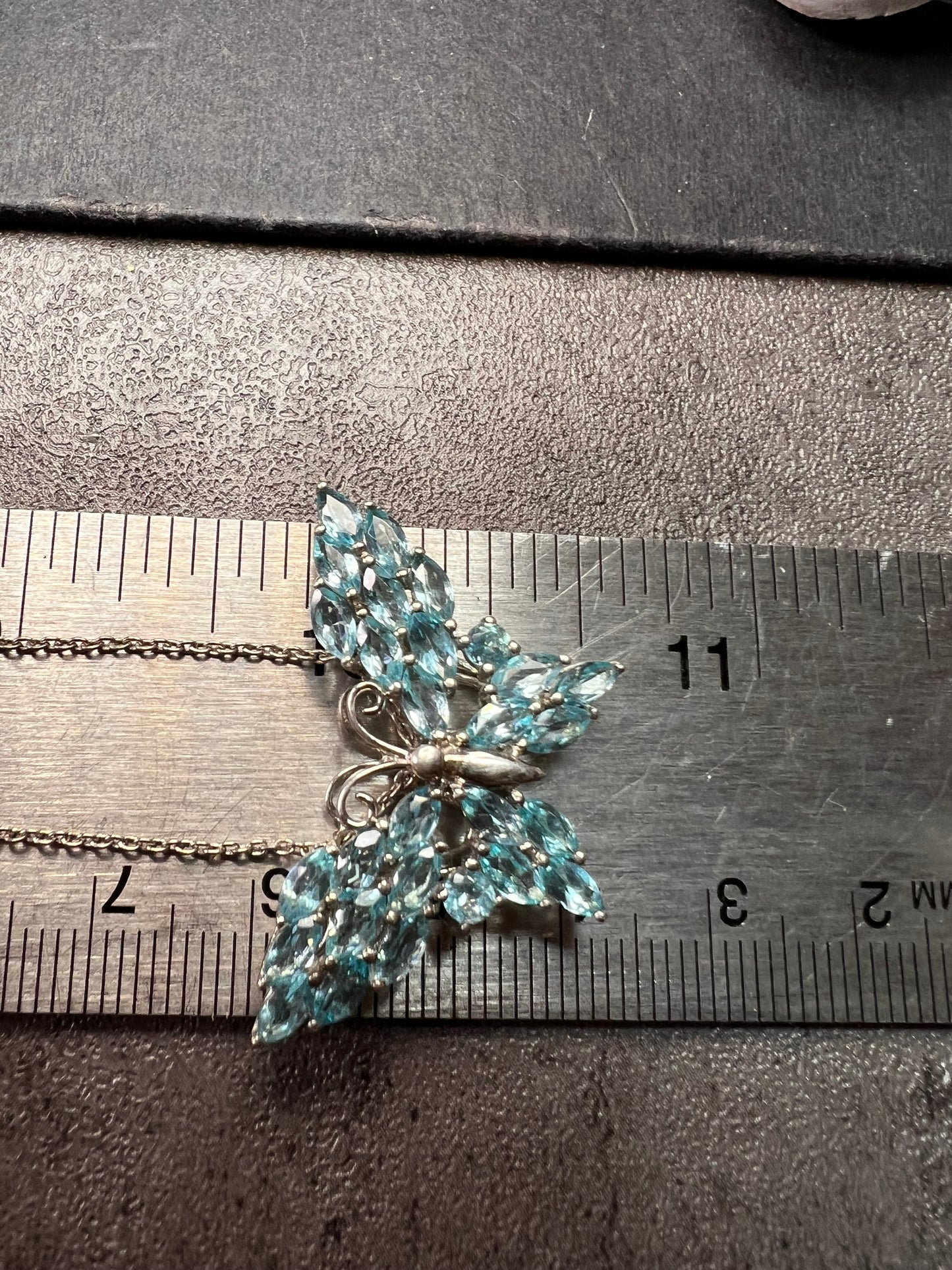 NEW Paraiba apatite butterfly pendant necklace in sterling silver