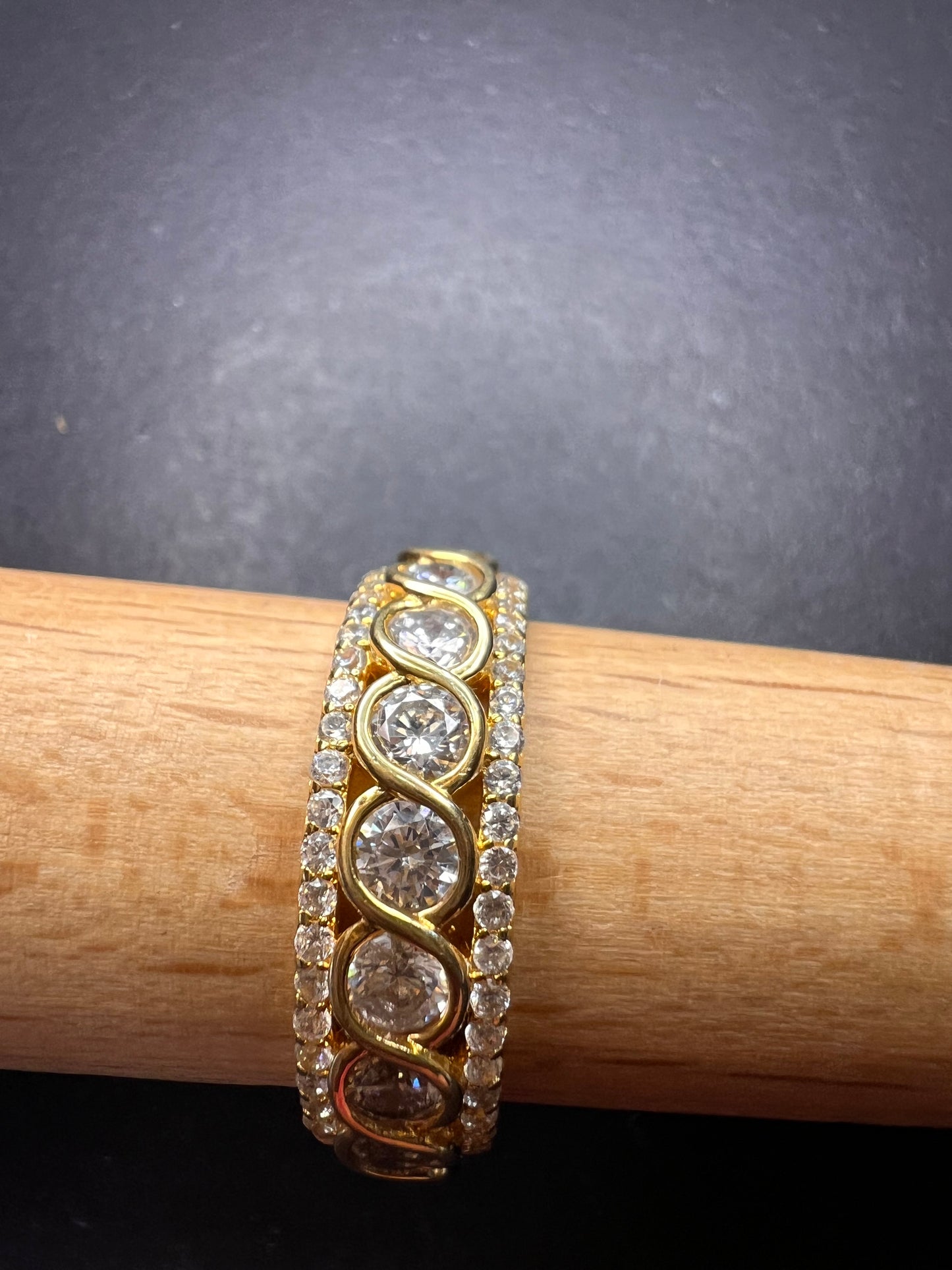 CZ gold over Sterling eternity band ring size 11