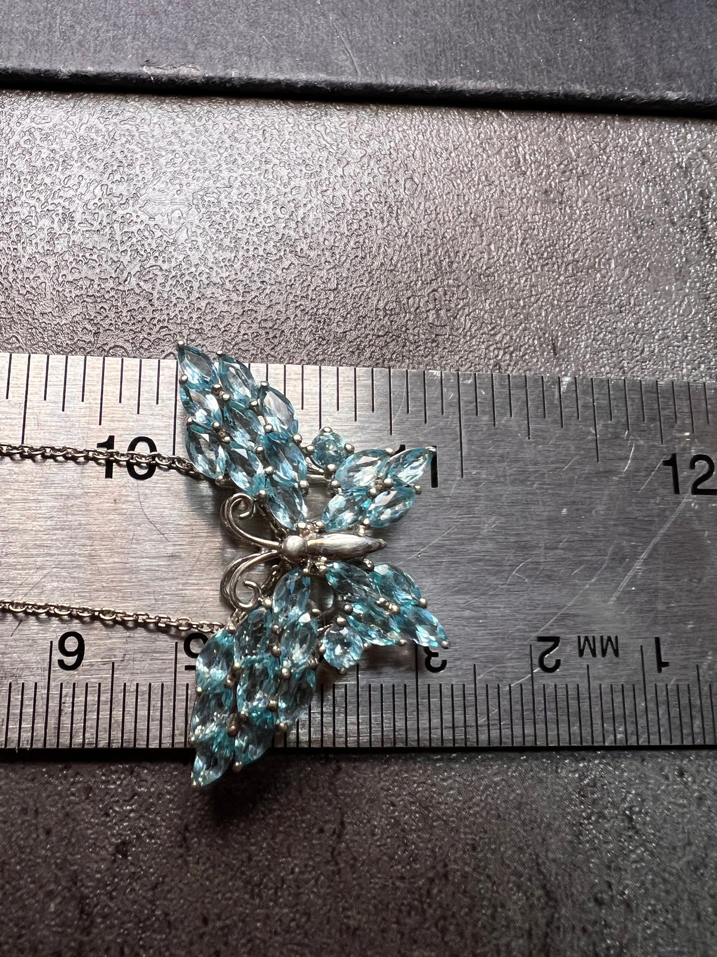 NEW Paraiba apatite butterfly pendant necklace in sterling silver