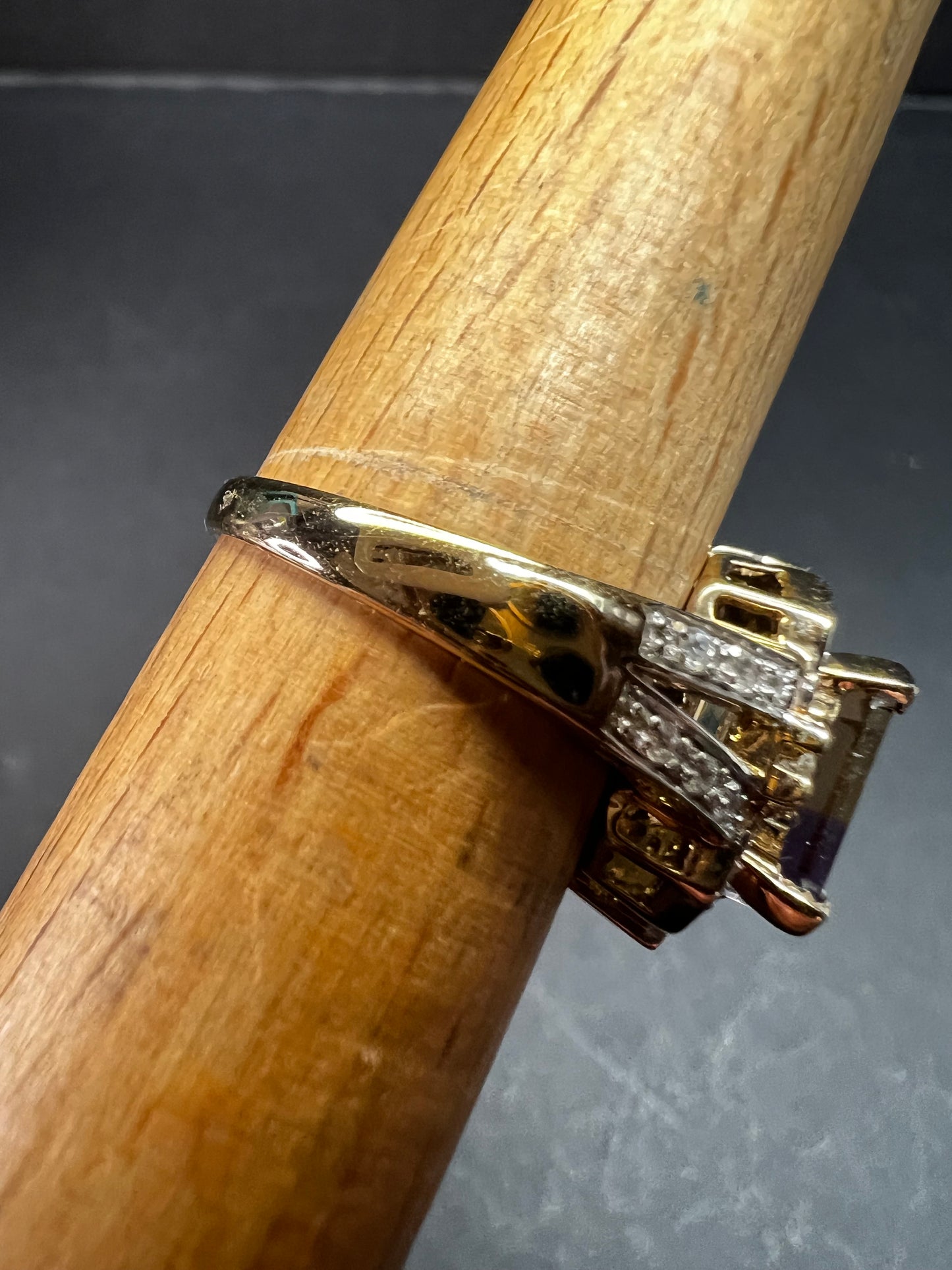 Vintage Ametrine Emerald Cut Ring Gold Over Sterling White Zircon Size 7