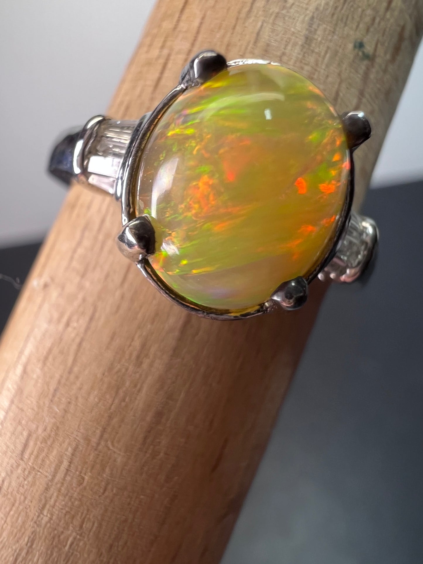 Ethiopian welo opal and diamond ring size 9