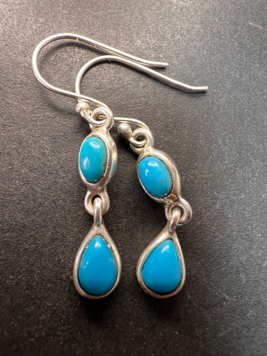 NEW Sleeping Beauty turquoise sterling silver earrings 2.94 grams