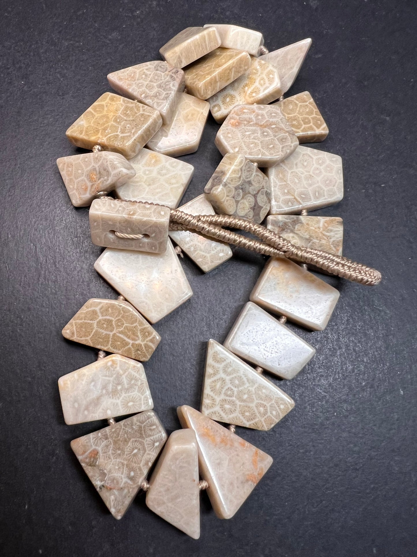 NEW fossil coral knotted necklace