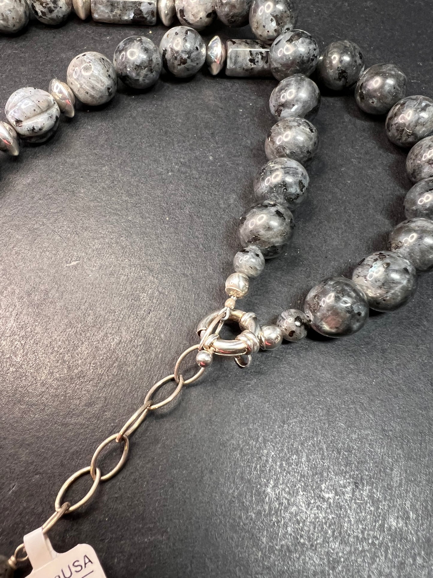 NEW Larvakite and sterling silver necklace