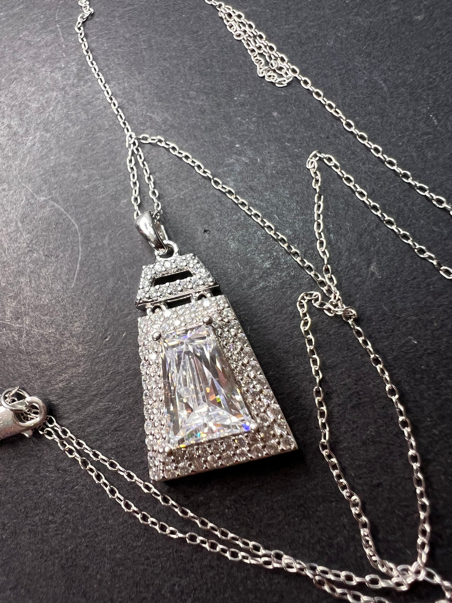 Tycoon CZ sterling silver pendant and chain necklace