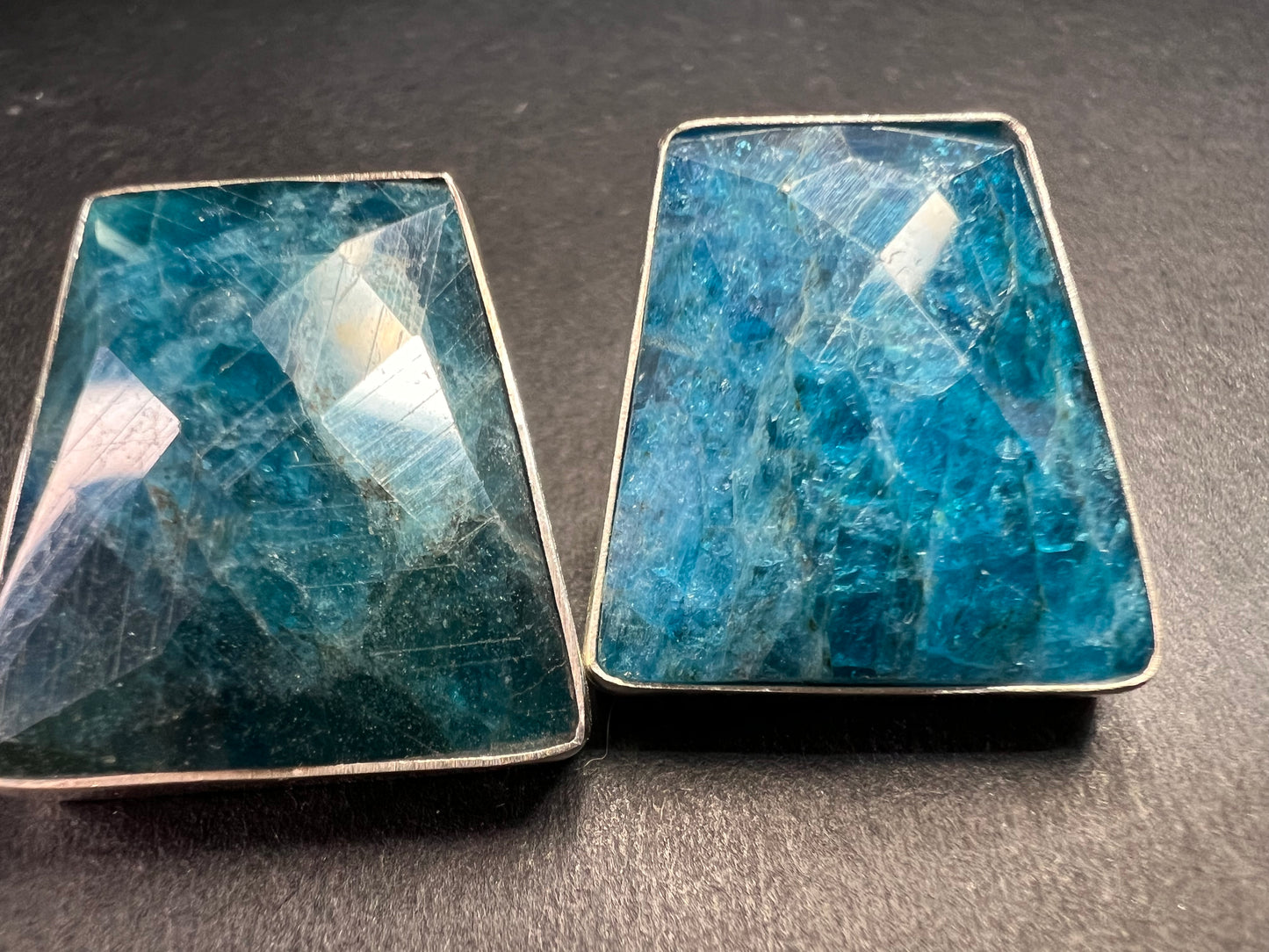 NEW Jay King blue apatite geometric sterling silver earrings
