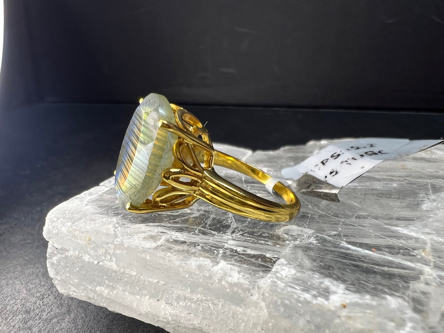 NWT Labradorite Gold Over 925 Sterling Ring Size 7 16x11mm Oval