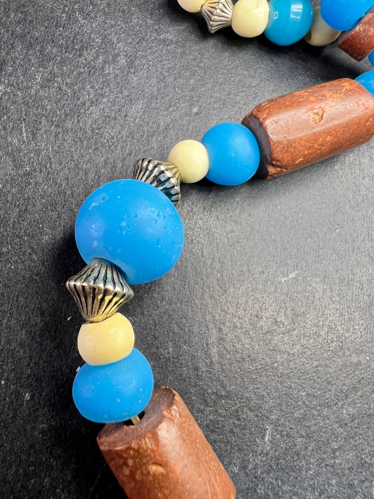 Vintage African Trade Bead Necklace | Large Glass & Ceramic Beads | 24”