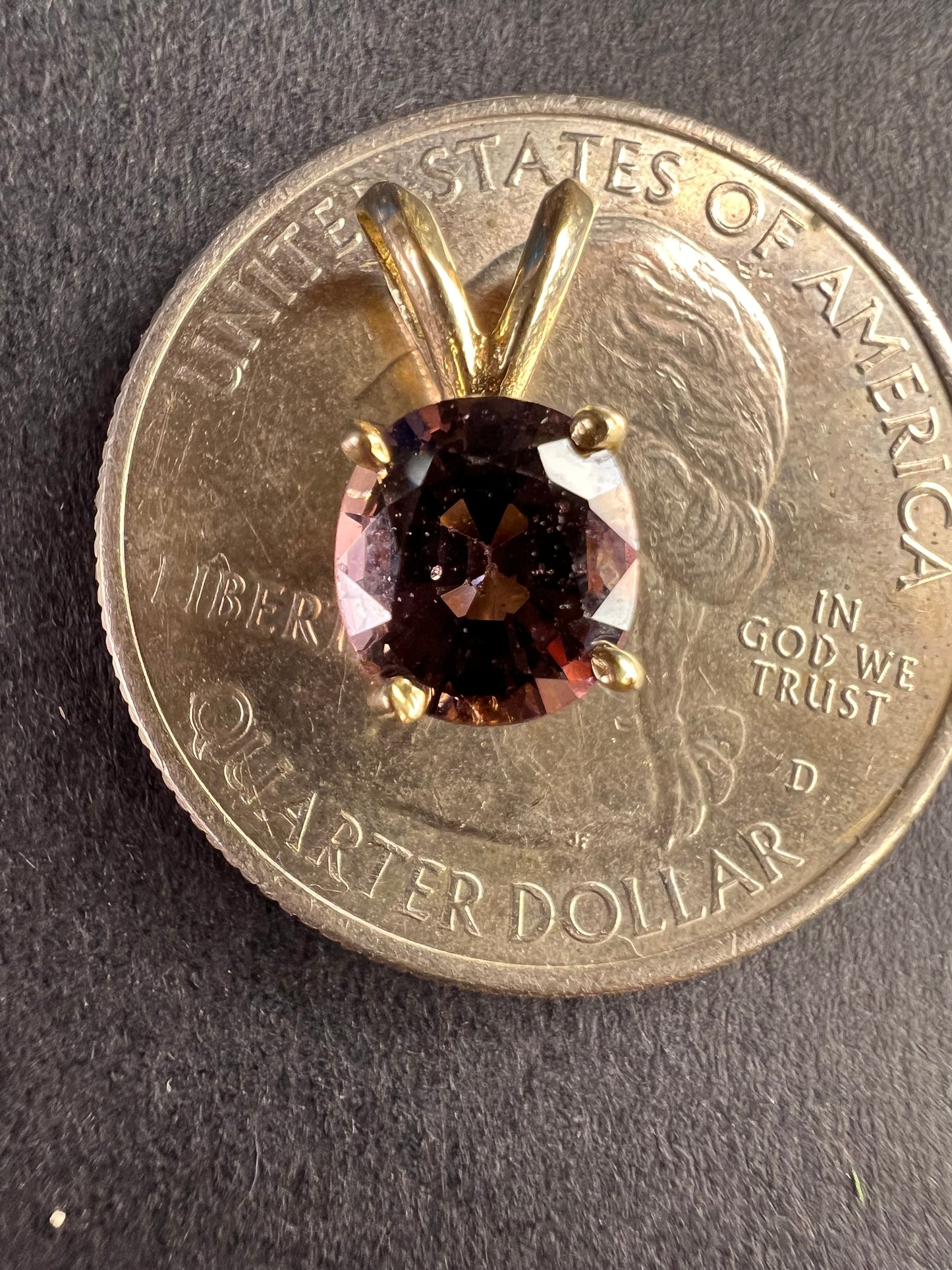 14k gold Violet purple spinel pendant