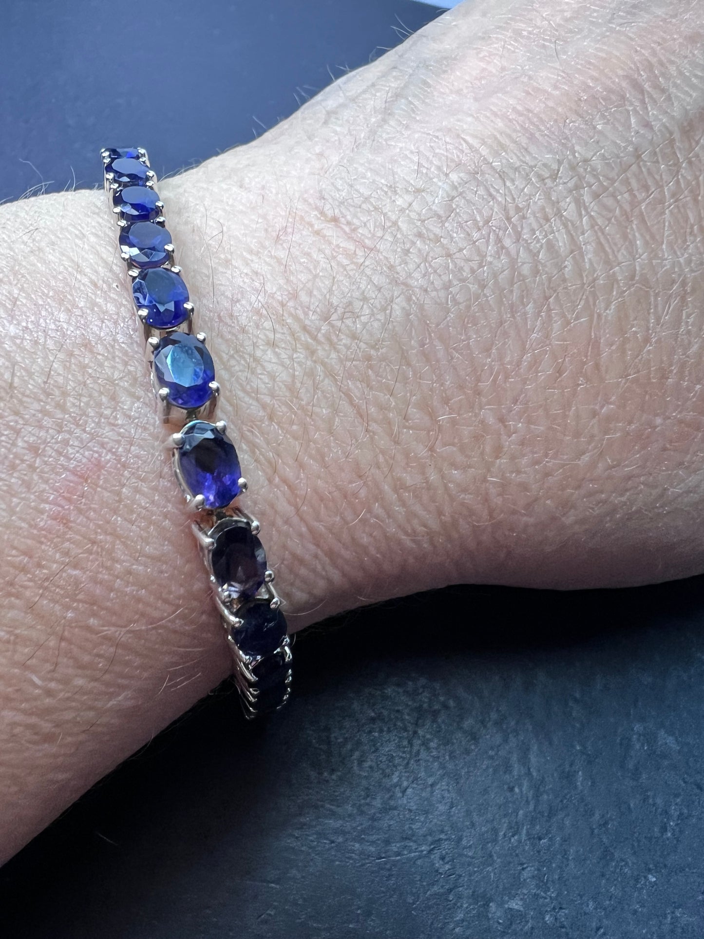 Iolite tennis bracelet in sterling silver 8 inch