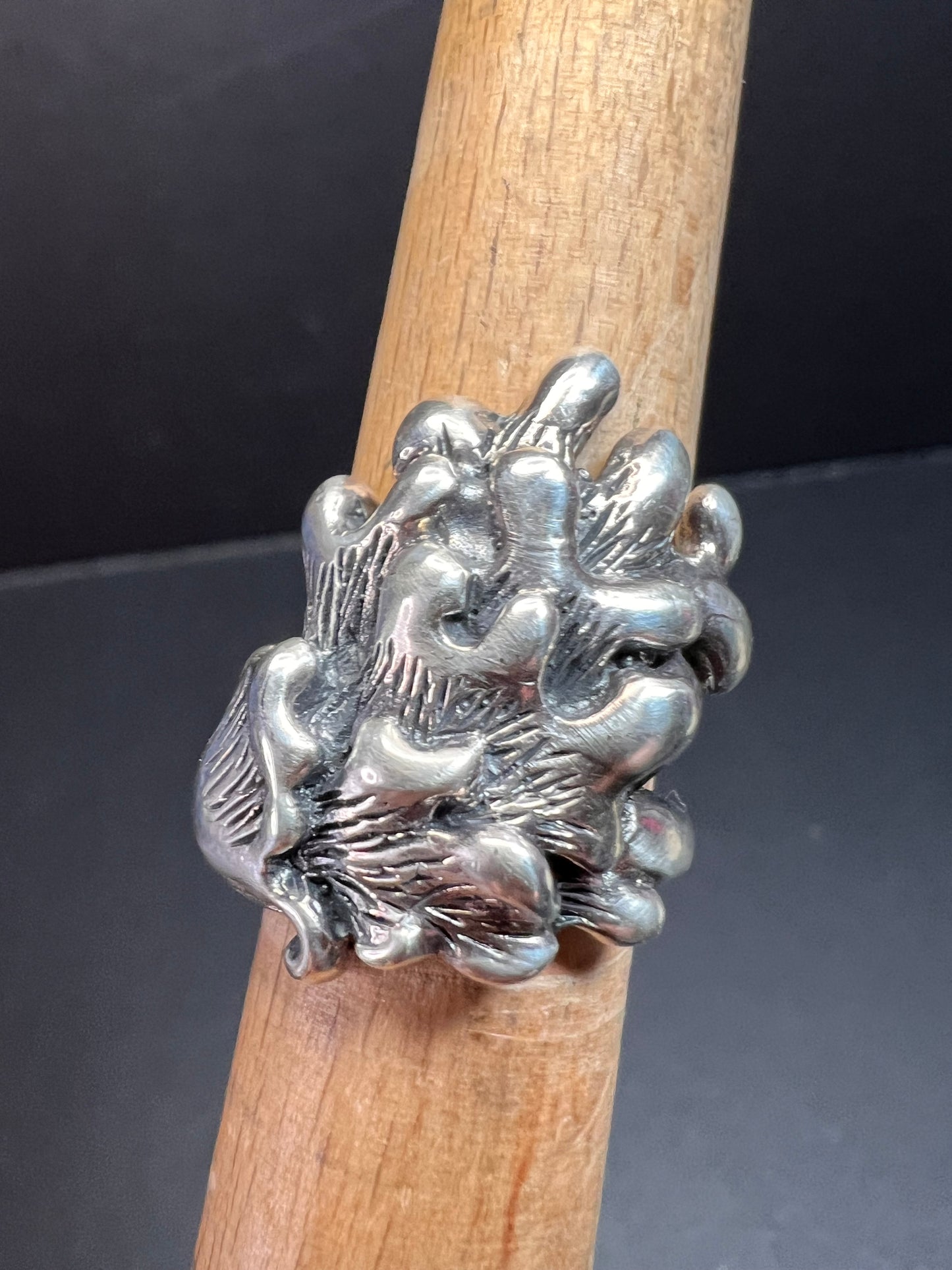 Sterling silver fungi coral ring size 7