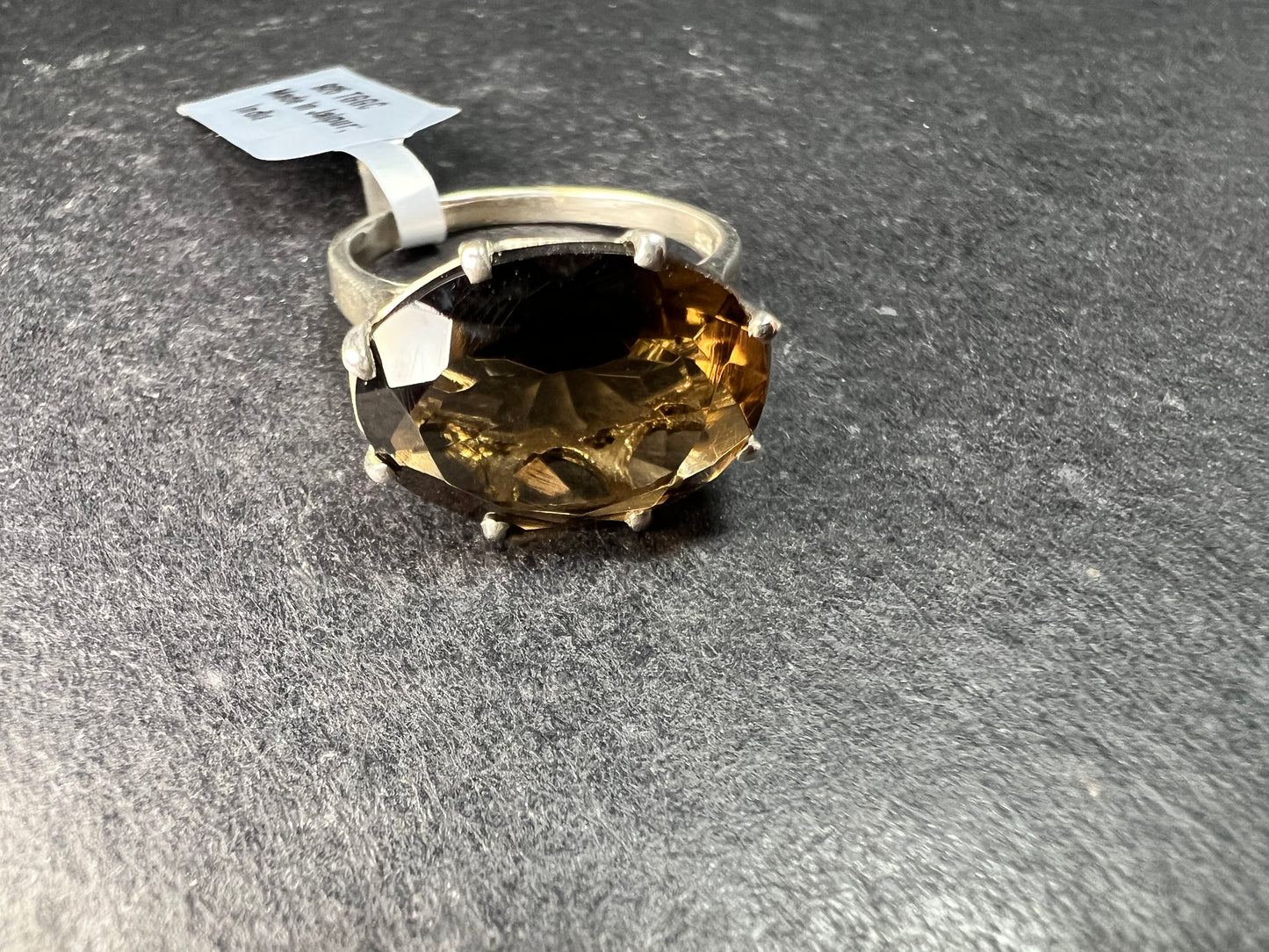 Smoky Quartz 925 Sterling Silver Statement Ring Size 9