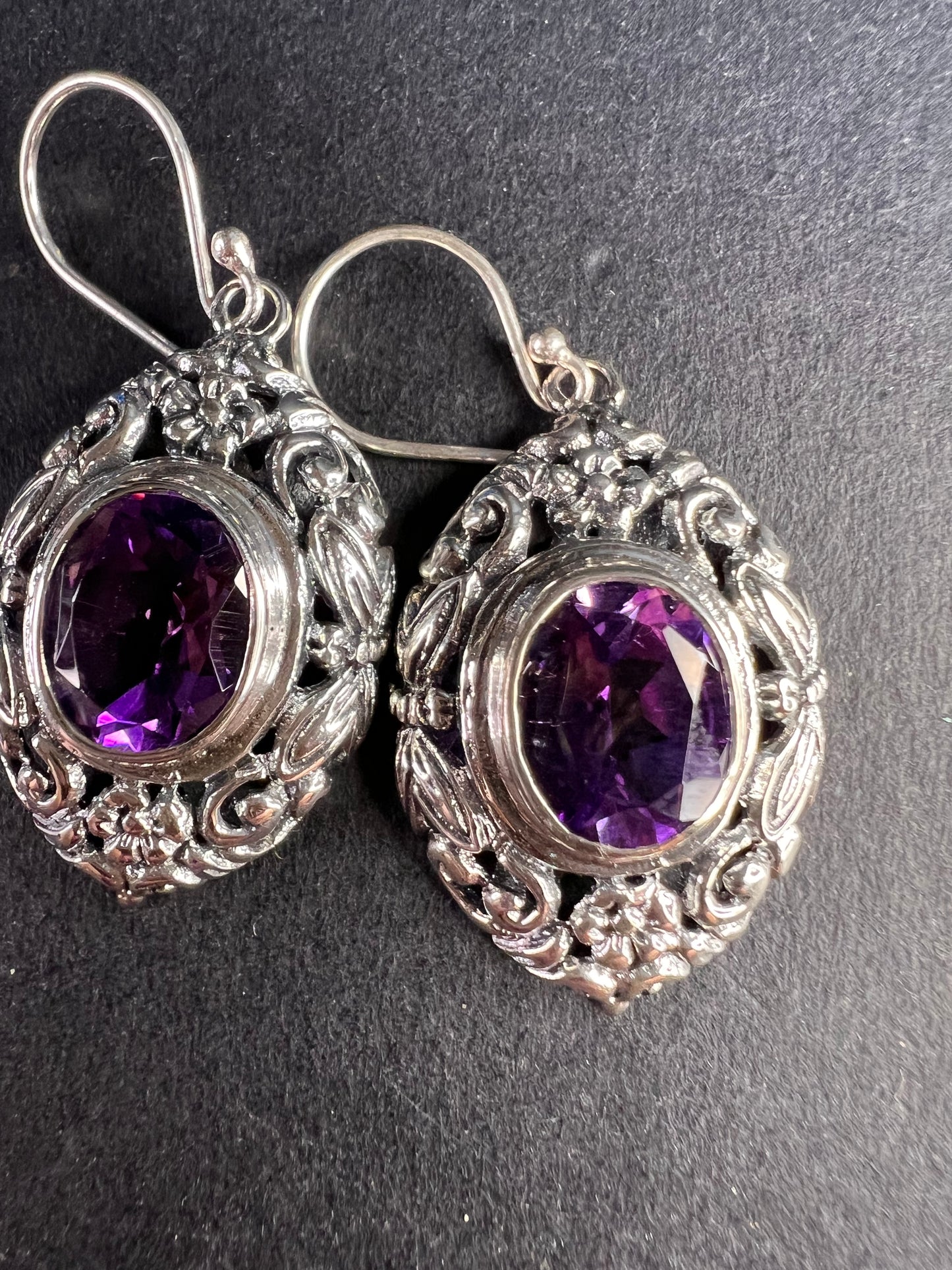 NEW Bali rose de France amethyst sterling silver dragonfly earrings