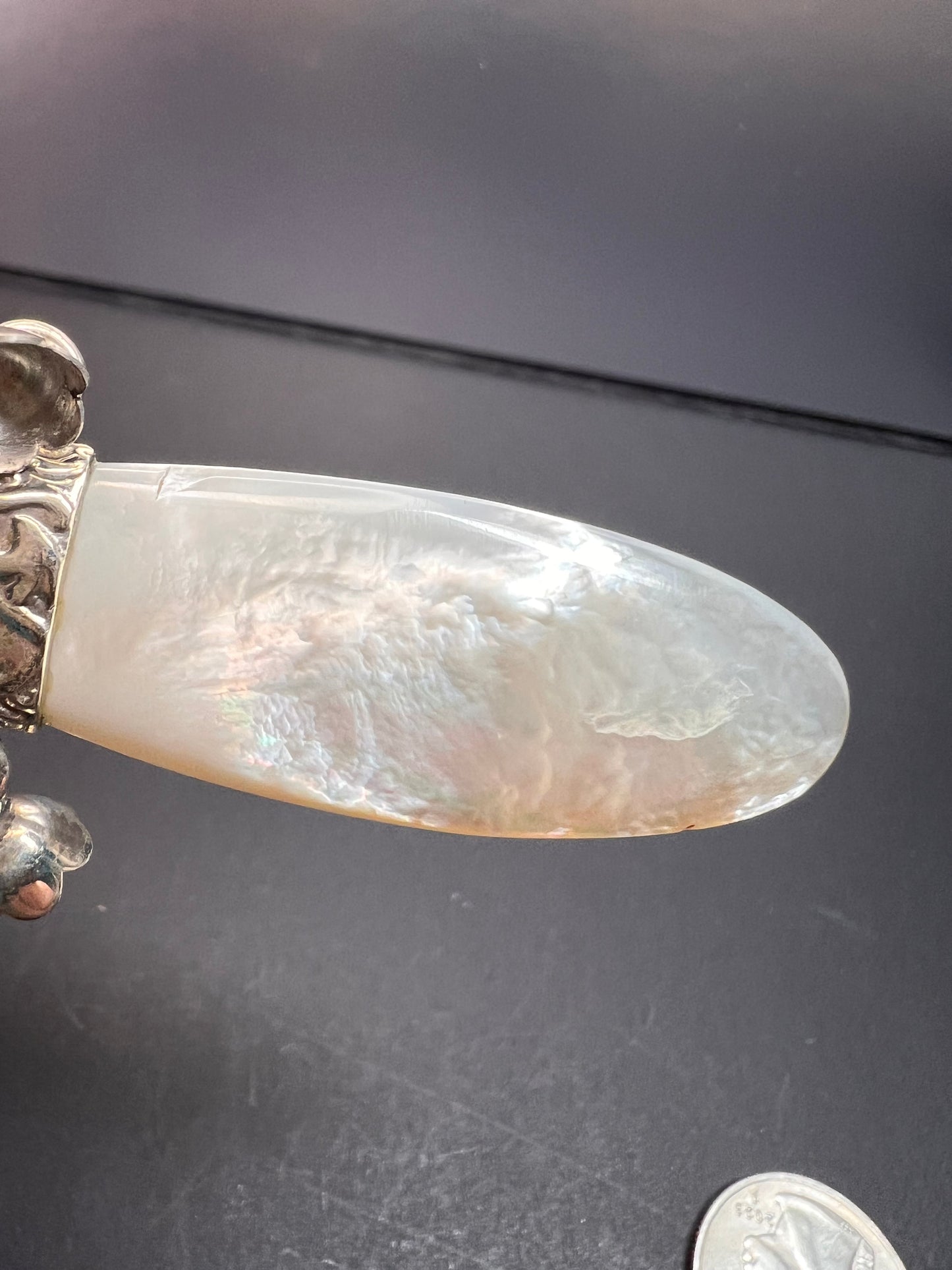 Vintage REO 925 Sterling Mother of Pearl Whistle Pendant Dead Stock