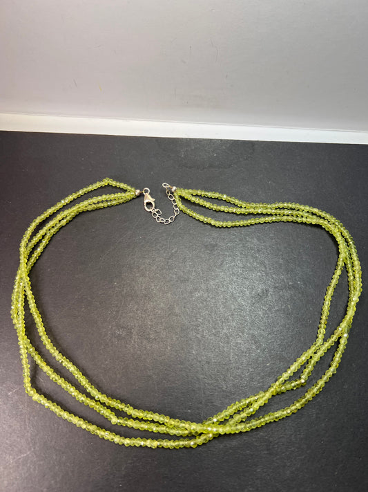 Layered peridot necklace with sterling silver clasp