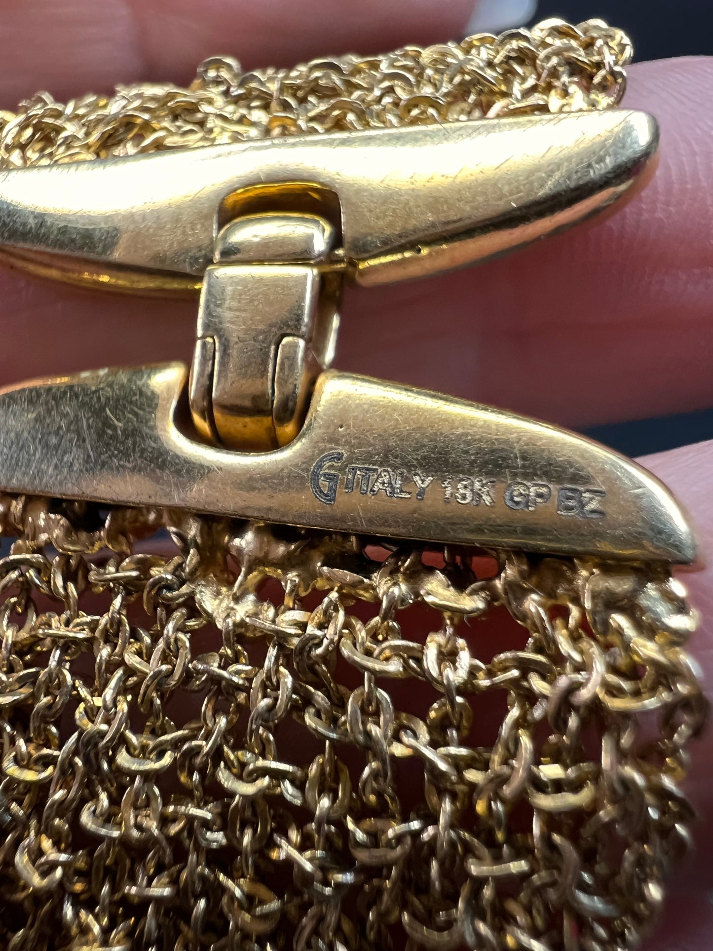 Gold plated over bronze mesh italian bracelet
