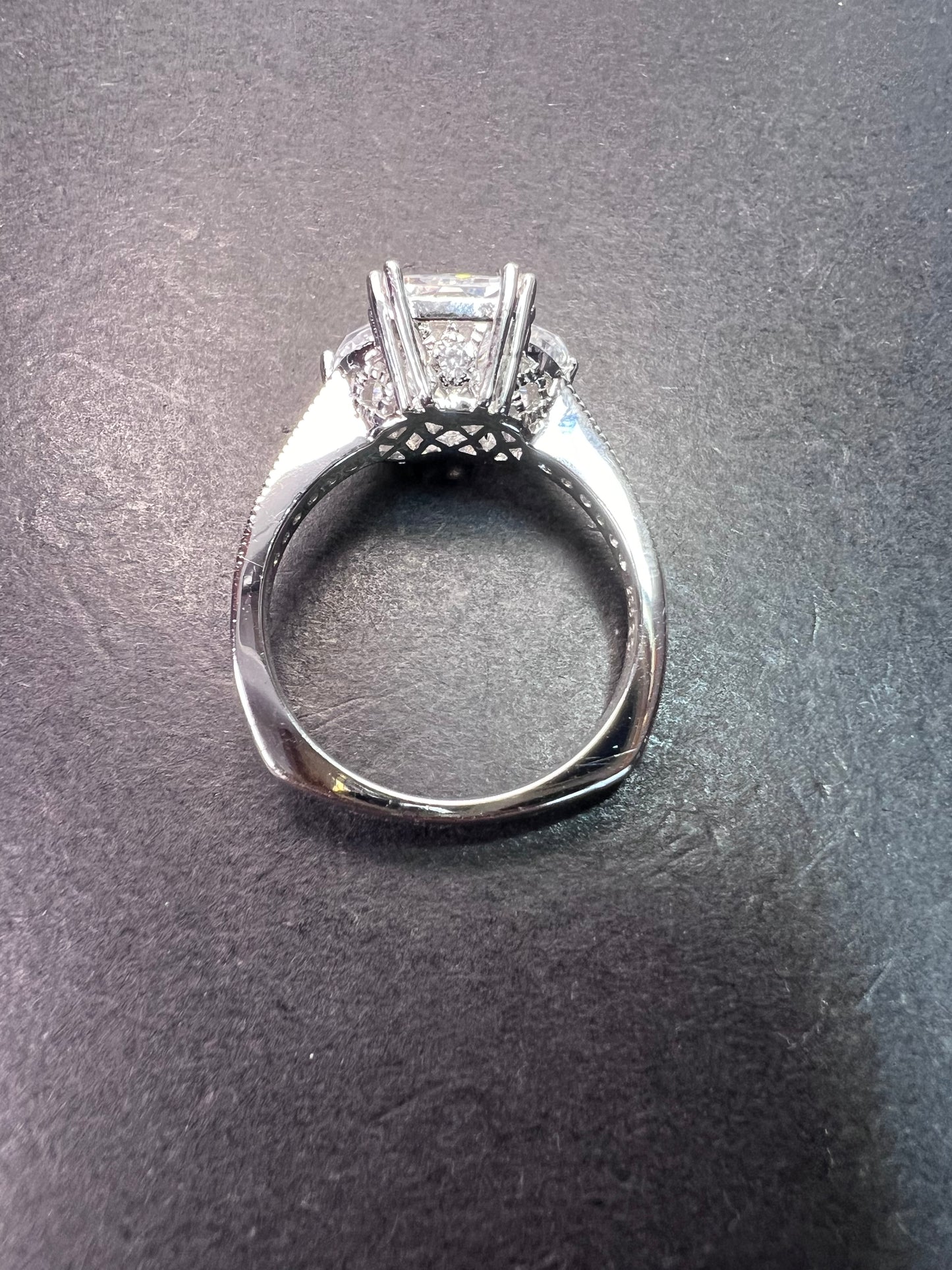 Tycoon designer Cz platinum over silver ring size 9