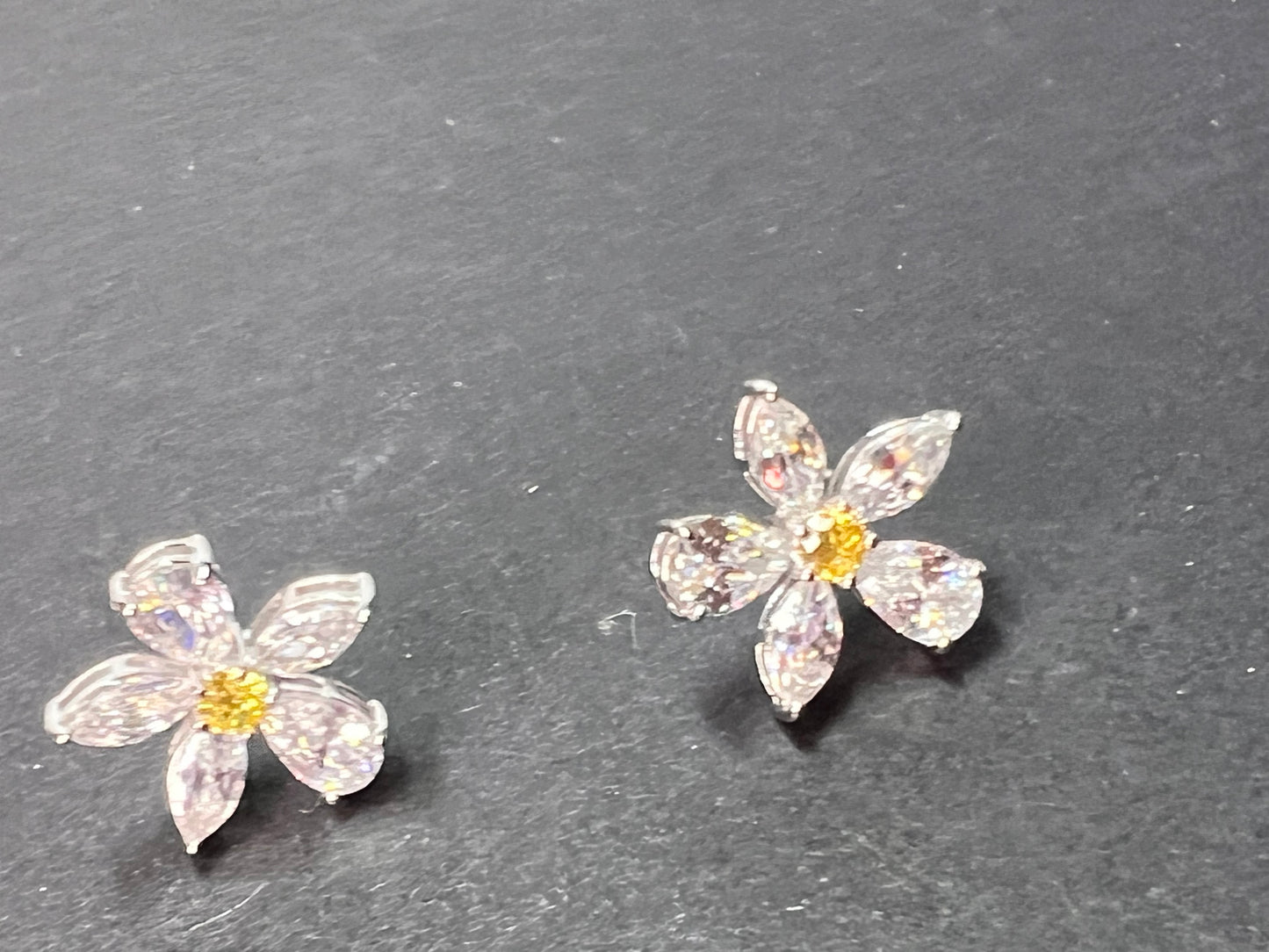 Vanna K CZ white and yellow flower stud sterling earrings