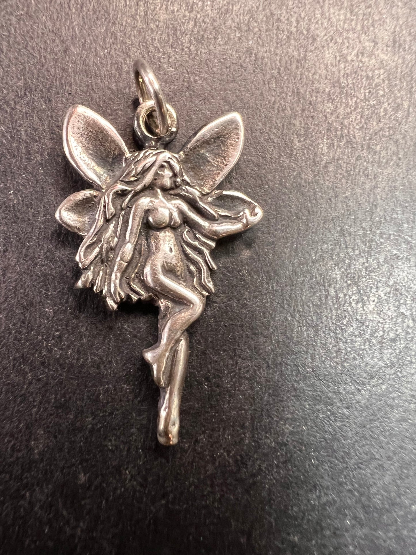 Vintage Sterling Silver Fairy Pendant 925 Fantasy Charm