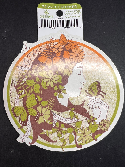 Soul Flower Nature Goddess Butterfly Floral Eco Sticker – Outdoor Safe