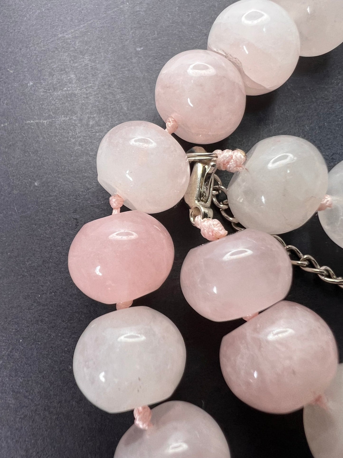 Rose quartz knotted necklace