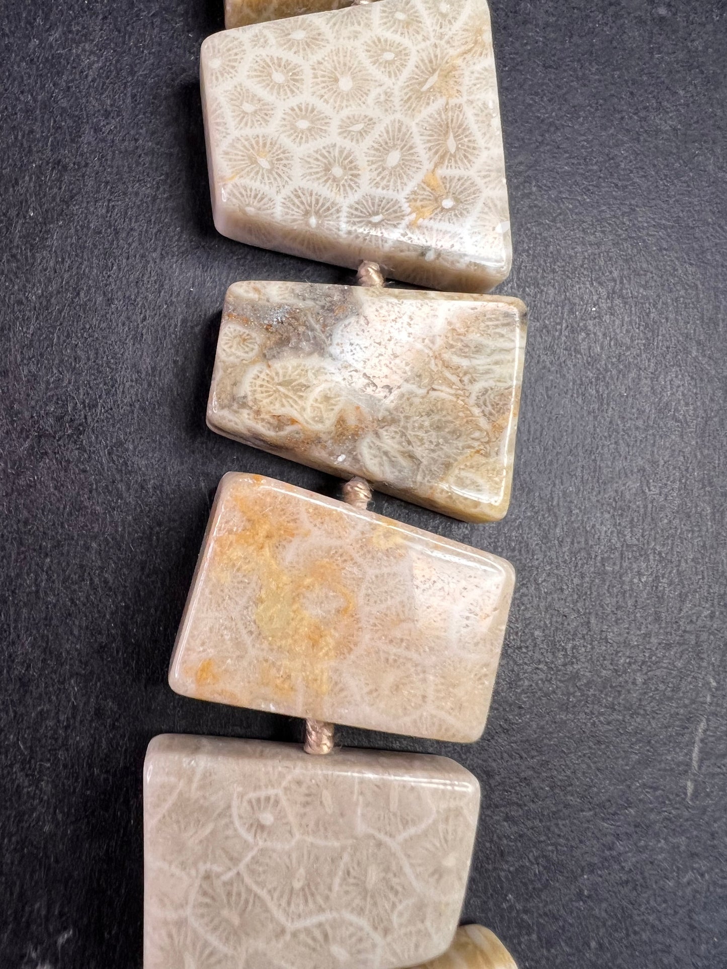 NEW fossil coral knotted necklace