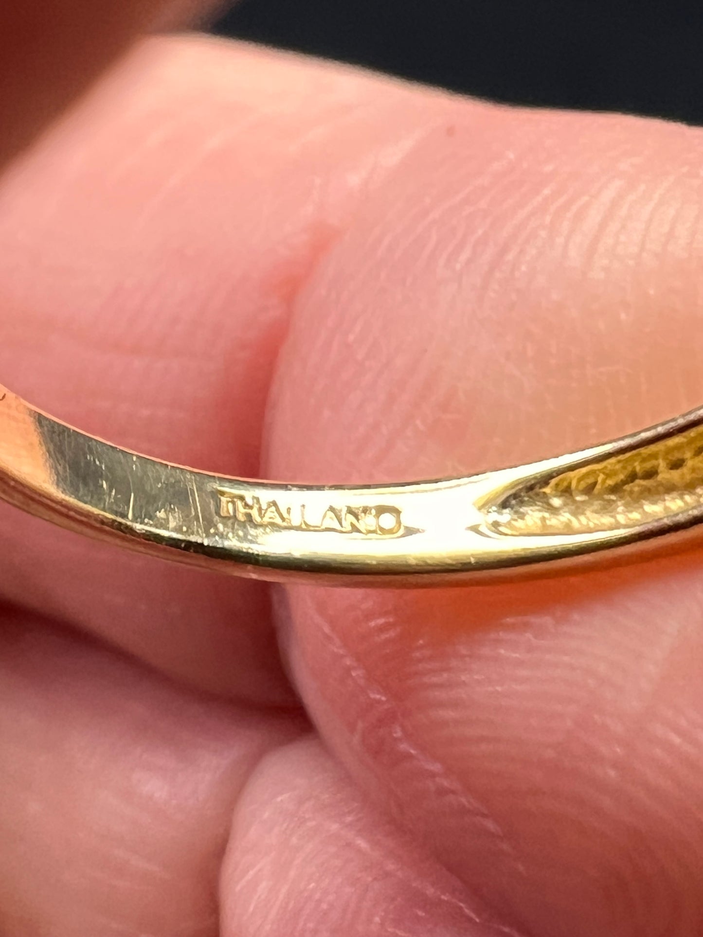 Vintage 10K Yellow Gold Blue Topaz & White Topaz Three-Stone Ring – Size 7