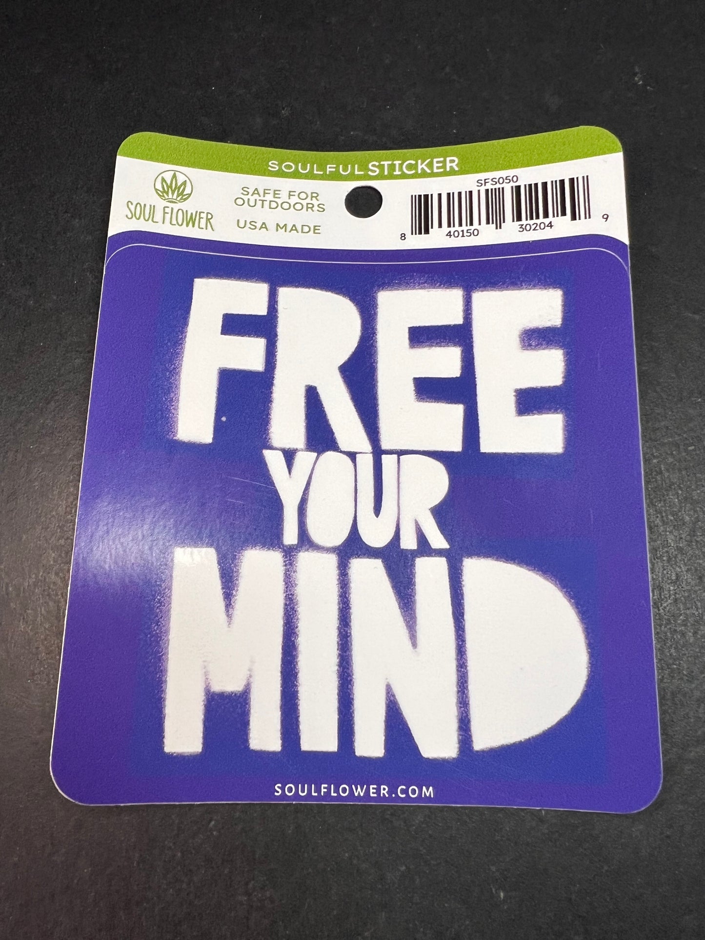 Soul Flower Free Your Mind Sticker – Purple & White – Outdoor Safe Vinyl