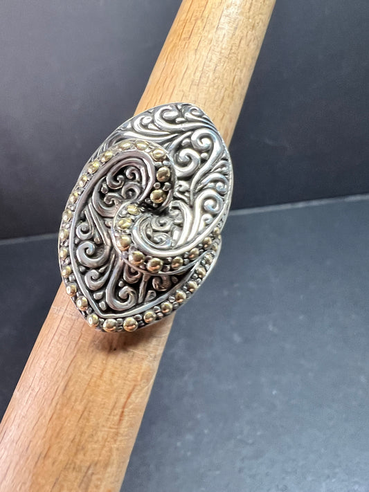 Samuel B Bali Sterling Silver Ring w 18K Gold Accents Size 6