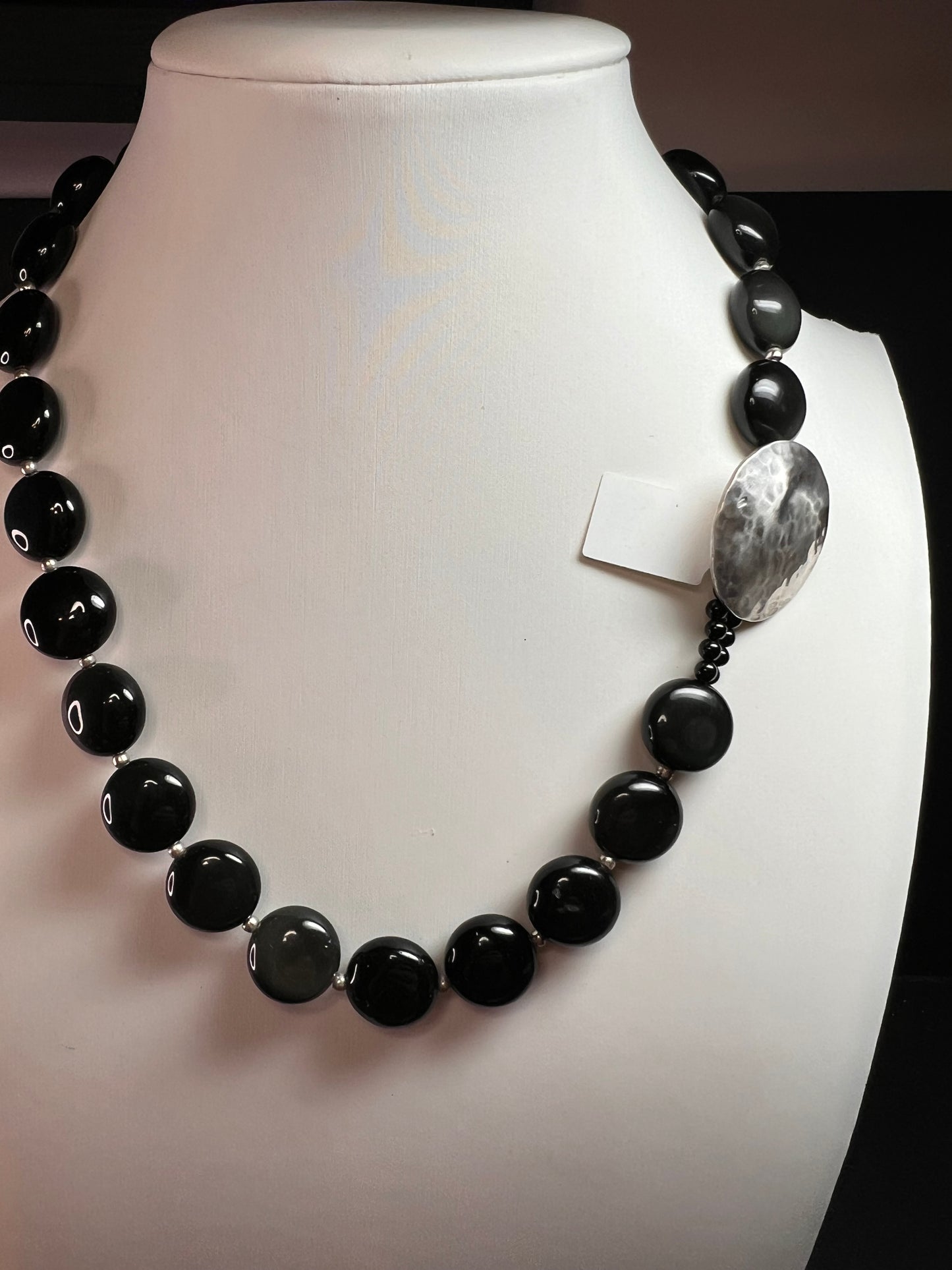 NEW rainbow obsidian and sterling silver necklace