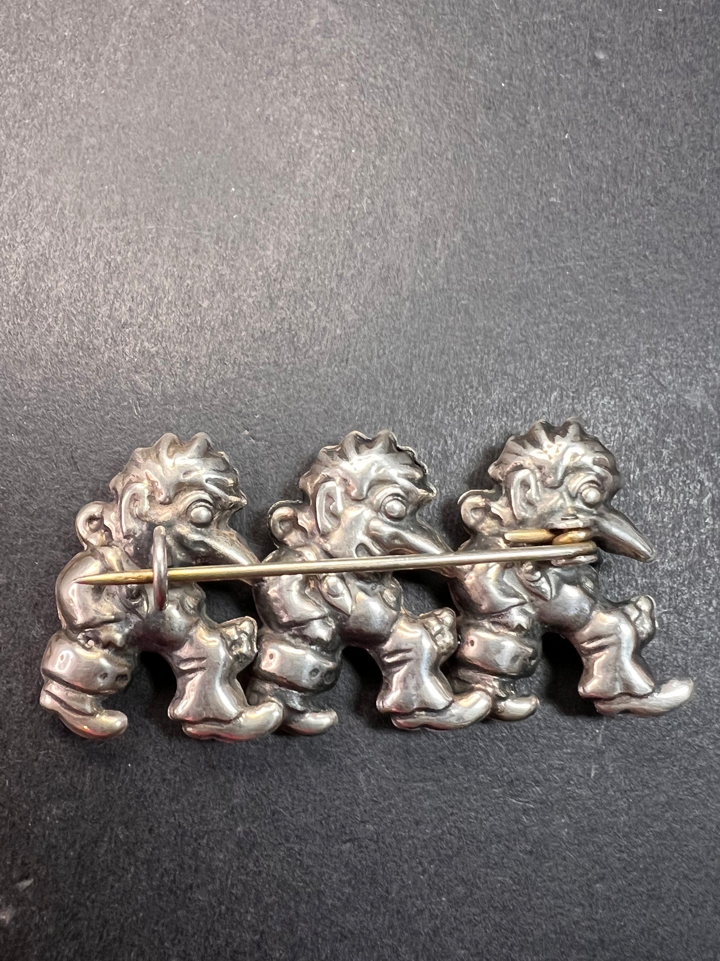 Rare vintage sterling silver Norwegian Norge troll brooch