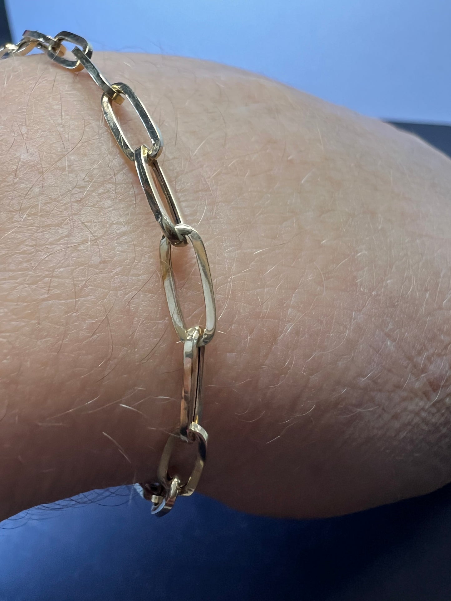 Italian 10k yellow gold paper clip heart bracelet with heart toggle