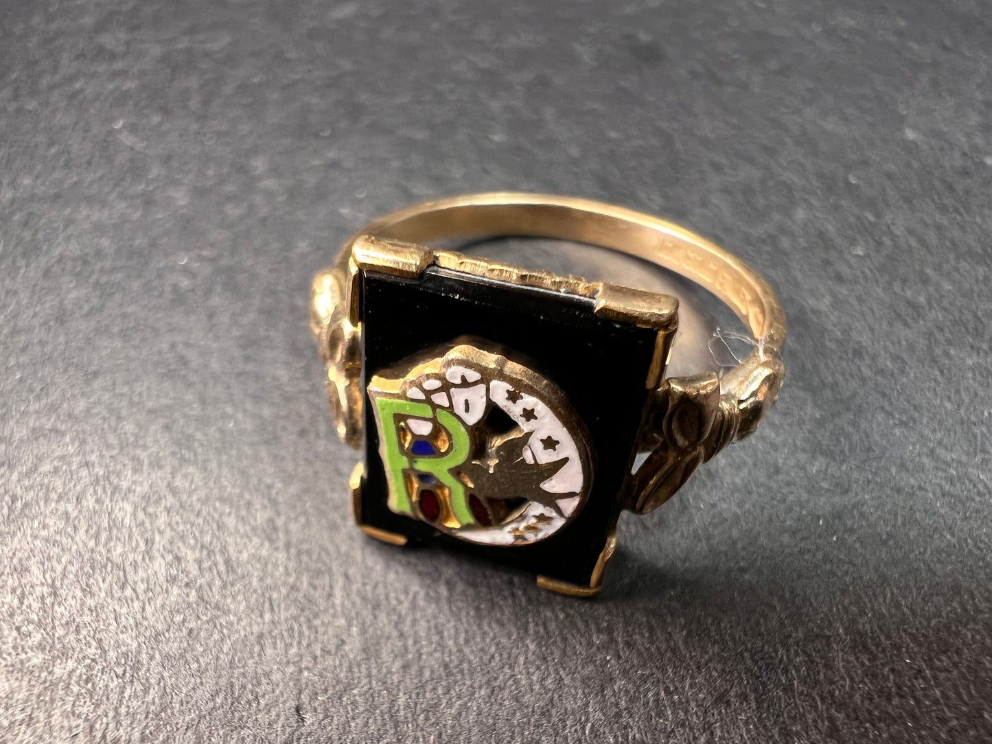 Vintage A&Z 10K Gold Filled Daughters of Rebekah Odd Fellows Enamel Ring – Size 9