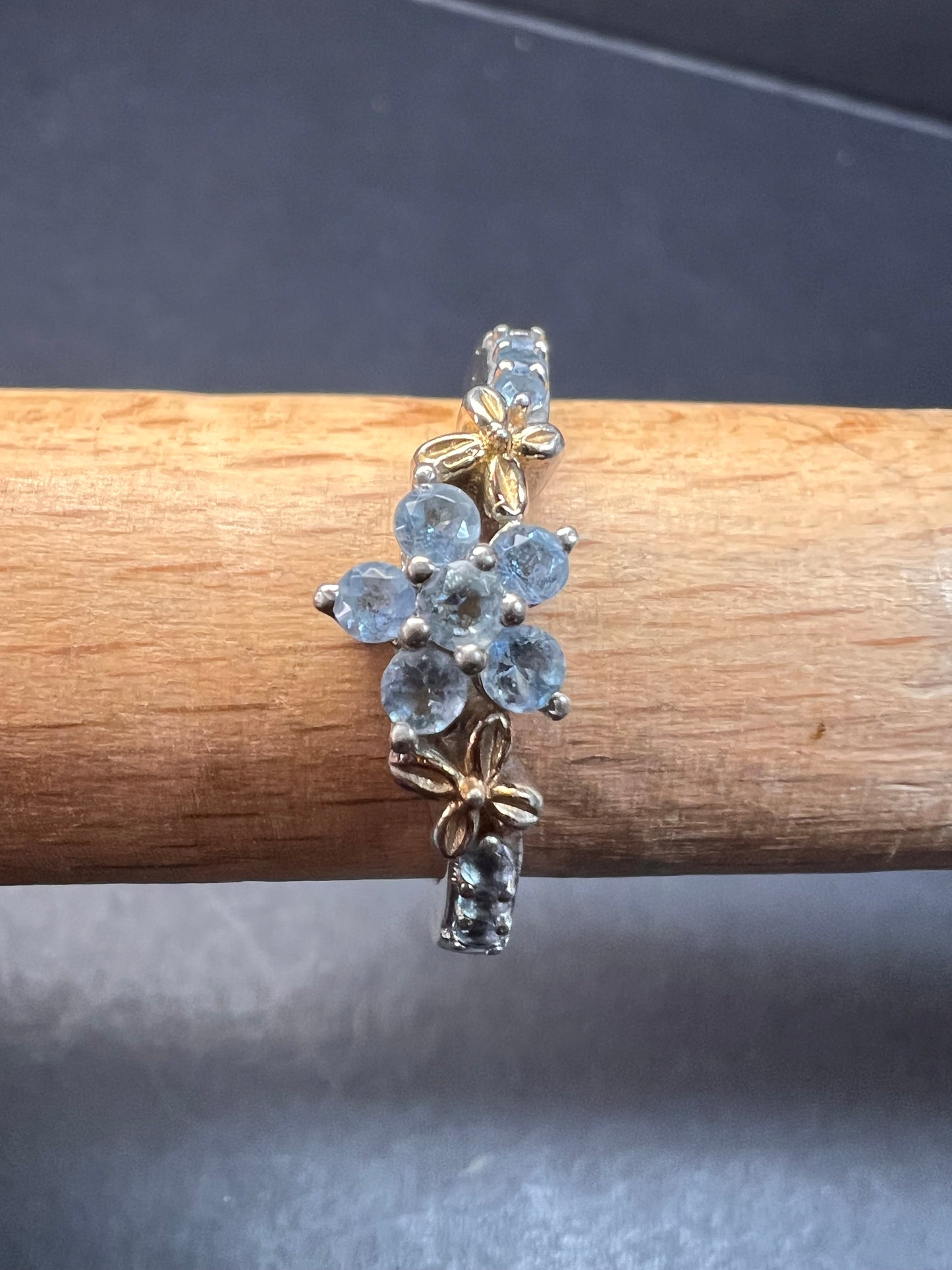 Chuck Clemency aquamarine two toned sterling silver ring size 8