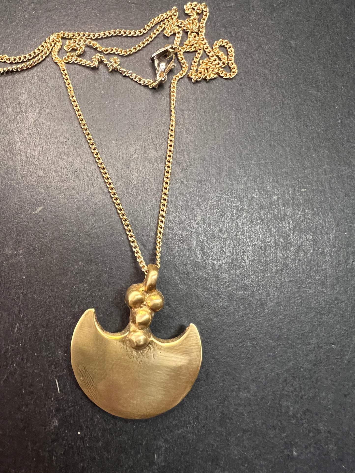 Brass Double Blade Pendant Necklace 18 Inch Artisan Style