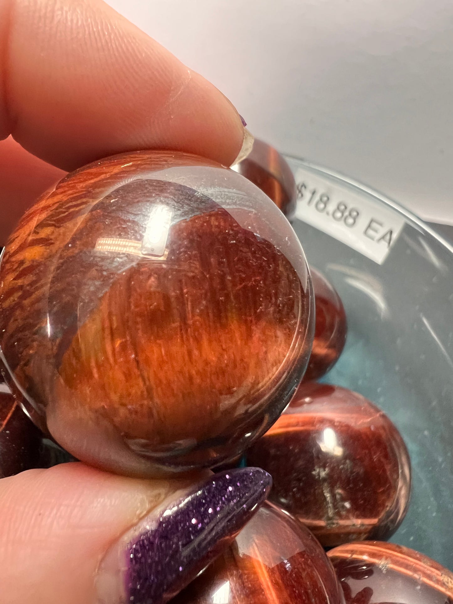 Red tigers eye sphere