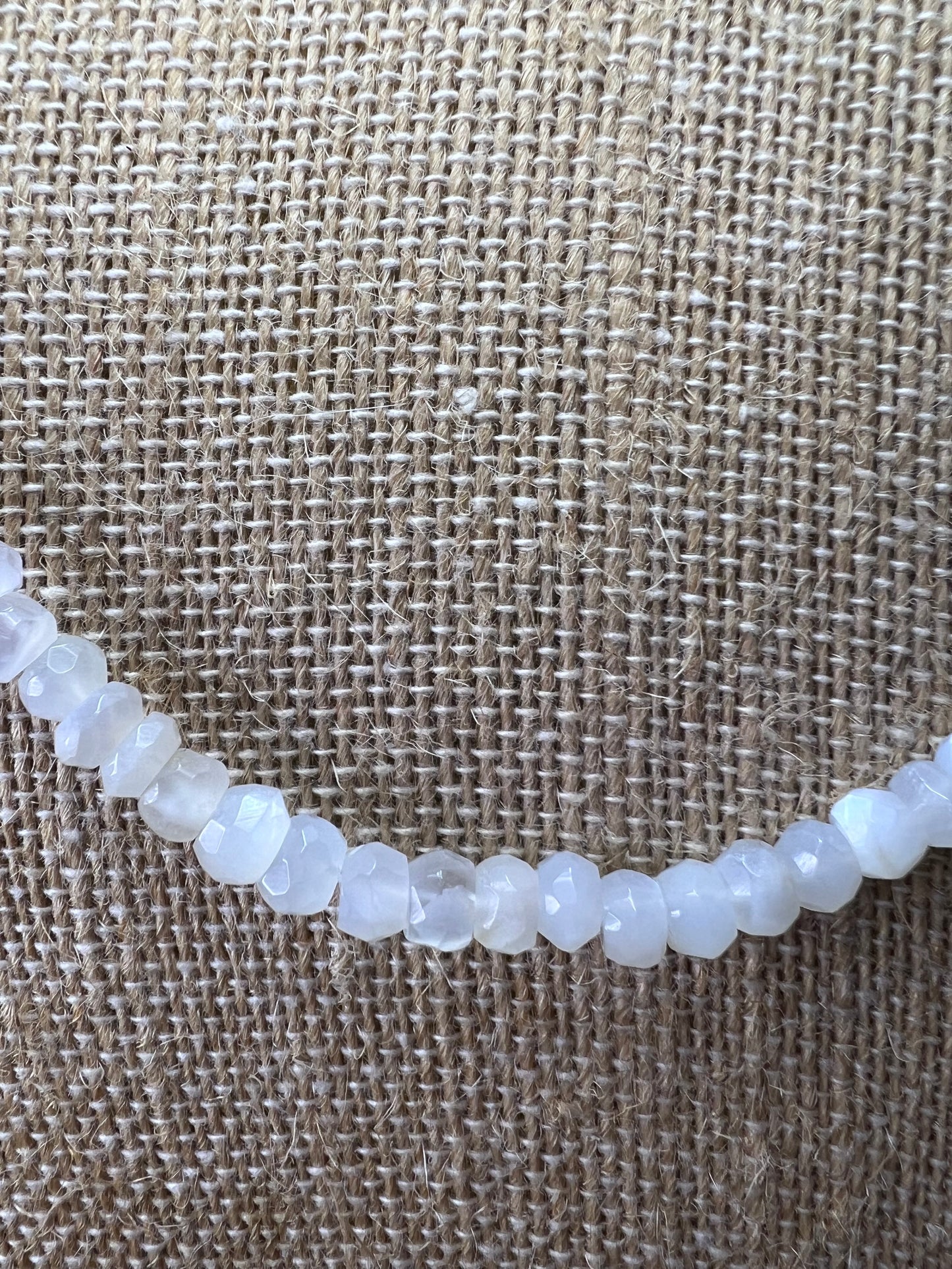 Faceted white moonstone necklace with sterling silver clasp