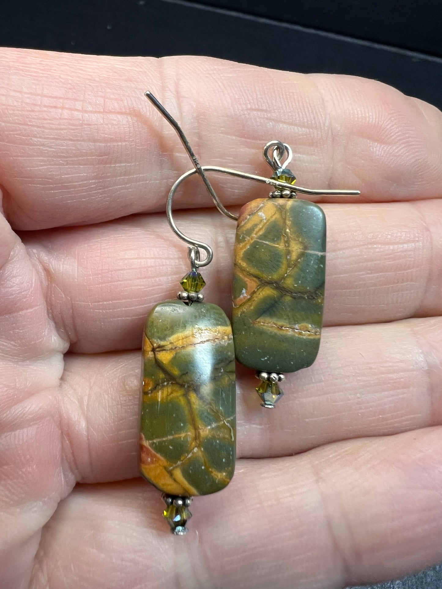 Cherry Creek Jasper Earrings | Sterling Silver & Swarovski Crystal