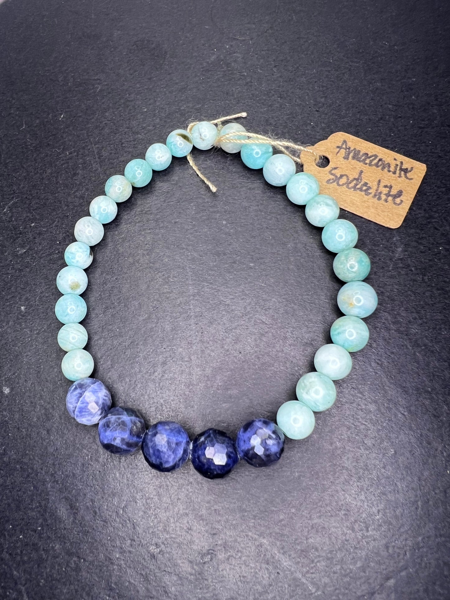 Amazonite and sodalite stretch bracelet 7 inch