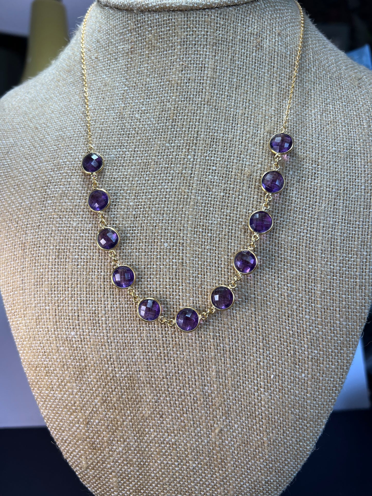 New Purple African Amethyst 18k Yellow Gold Over Sterling Silver Necklace 15.30ctw