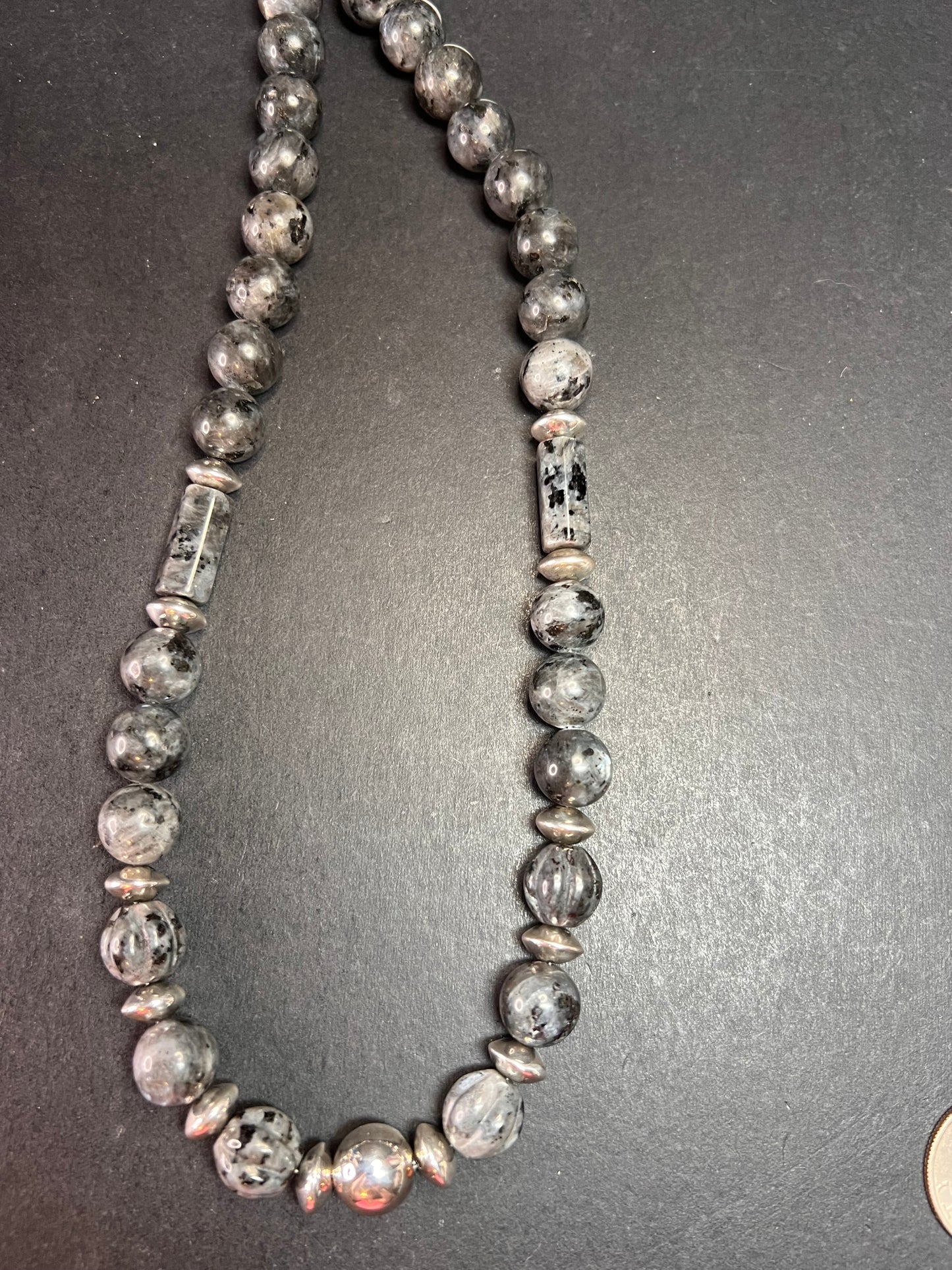 NEW Larvakite and sterling silver necklace