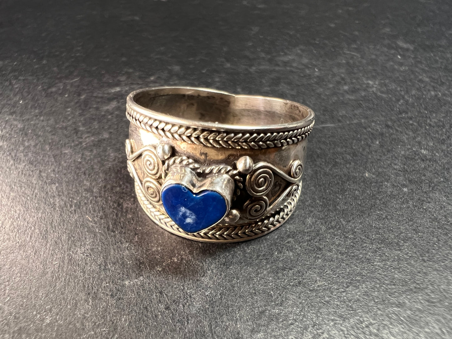 Vintage Sterling Silver Heart Ring | Indonesian Artisan | Size 10–10.25