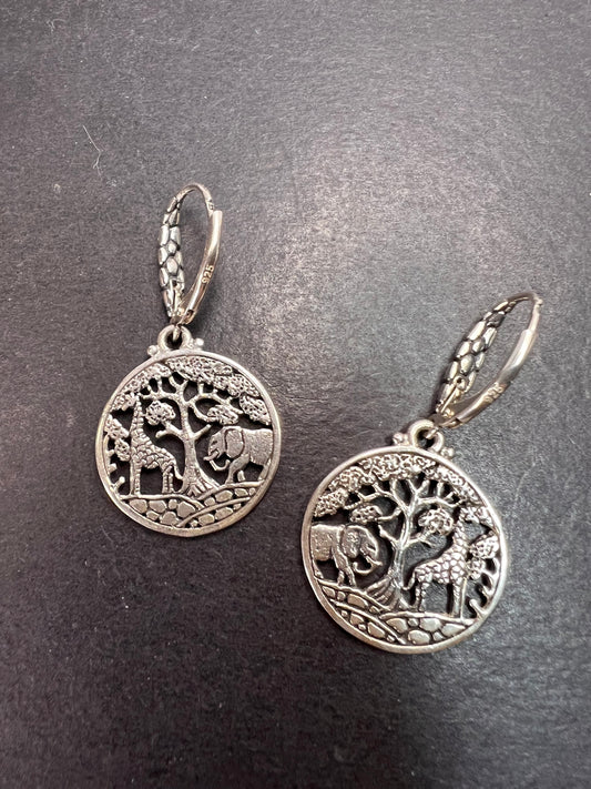 Sarda Tree of Wisdom Bali sterling silver safari earrings *NIP*