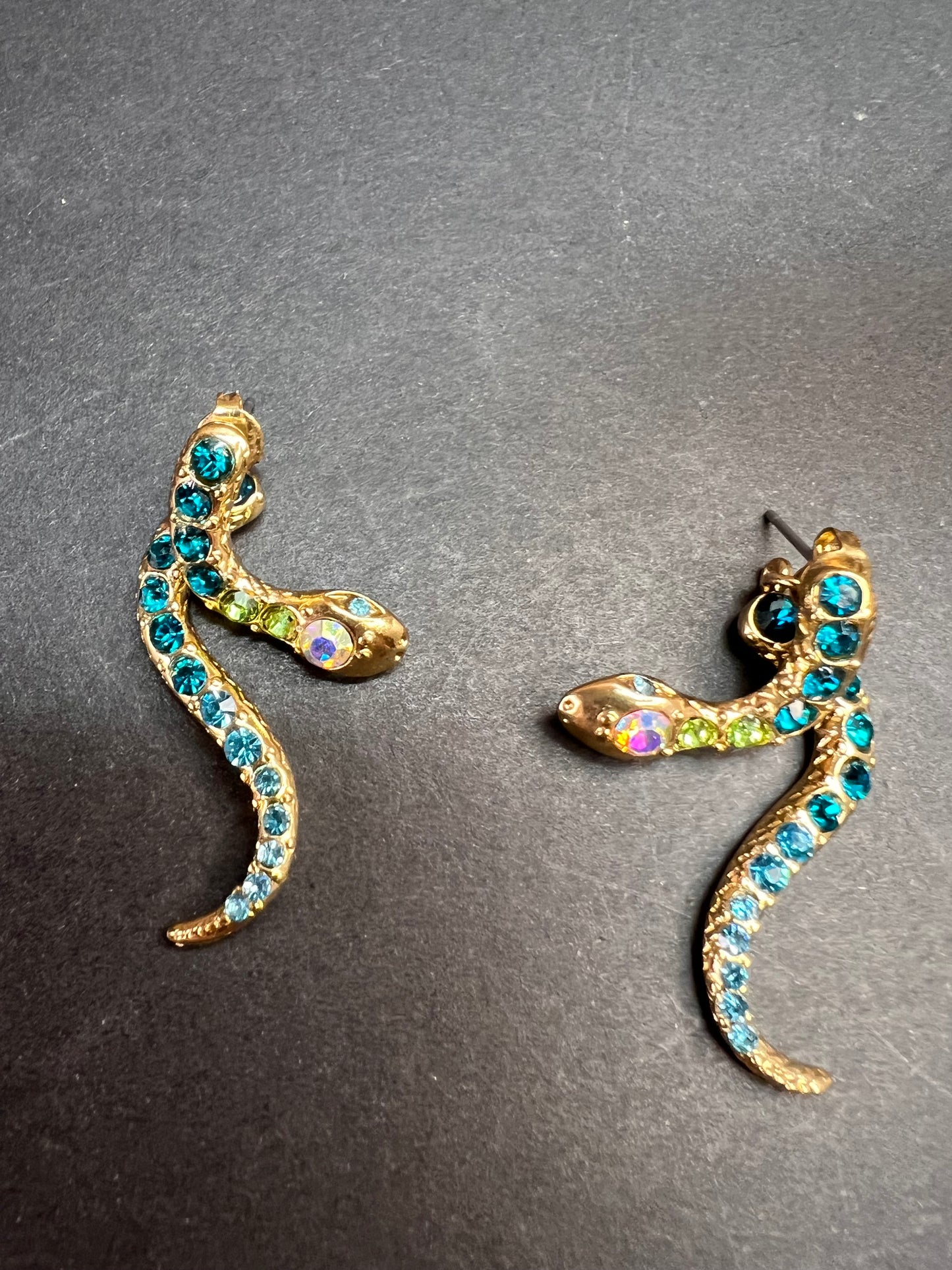 Betsey Johnson Gold-Tone Pavé Crystal Snake Front and Back Earrings